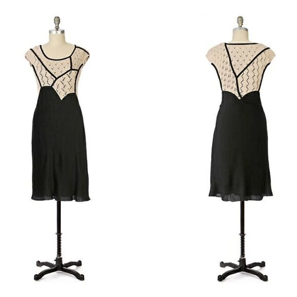 ANTHROPOLOGIE Knitted & Knotted stark silhouette pleated dress S - Picture 1 of 12